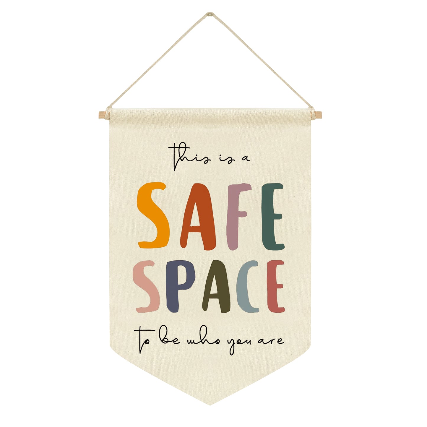 Ainrvteers Safe Space Wall Hanging, Therapy Office Wall Decor, Counseling Banner, School Counselor Office Wall Decor, Classroom Decor, Mental Health Banners, Sensory Room Must Haves (Classics)