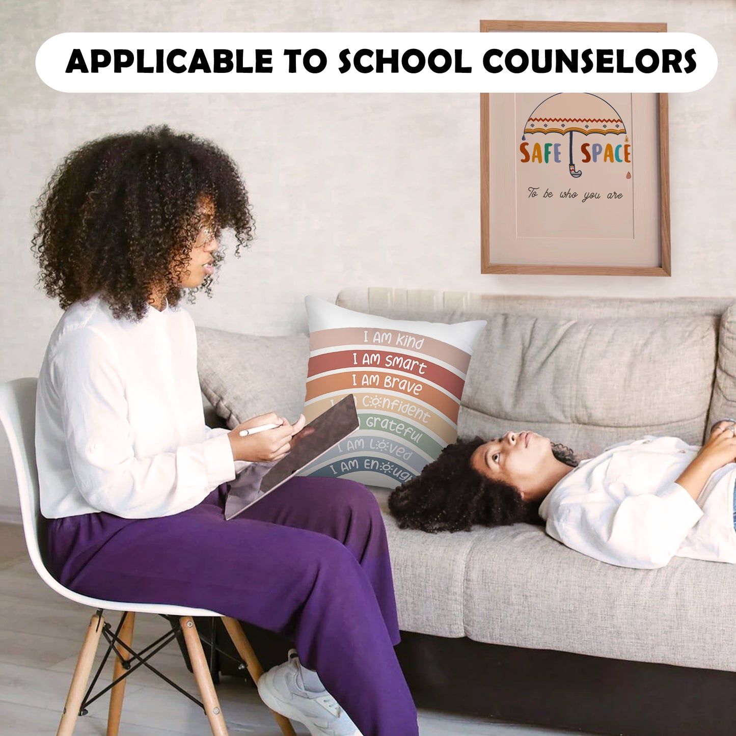 Ainrvteers Feelings Wheel Pillow Double-Sided Printed with Different Patterns of Feelings Wheel Pillowcase, Reading Corner Decor, Counseling Office Decor18 x18 (1, White Smile)