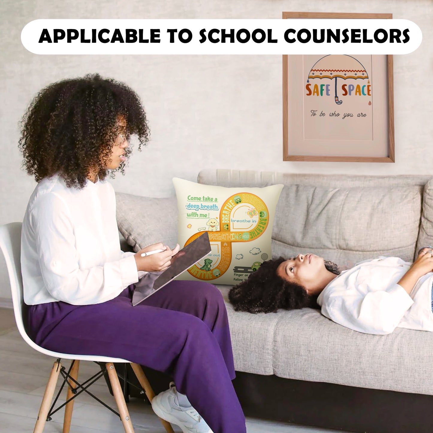 Feelings Wheel Pillow Double-Sided Printed with Different Patterns of Feelings Wheel Pillowcase, Reading Corner Decor, Counseling Office Decor18 x18 (1, Beige 8)
