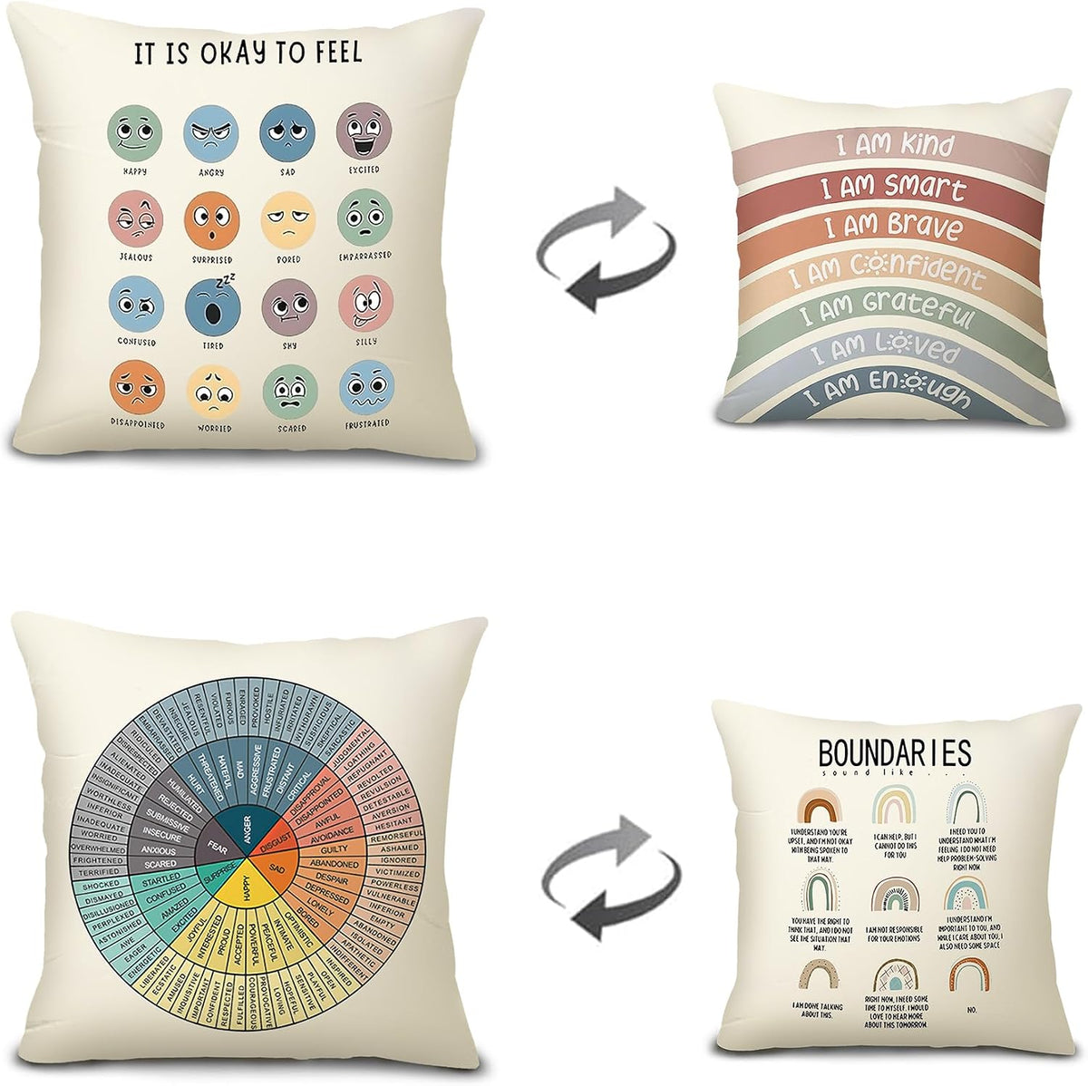 Feelings Wheel Pillow — Double-Sided Printed Pillowcase