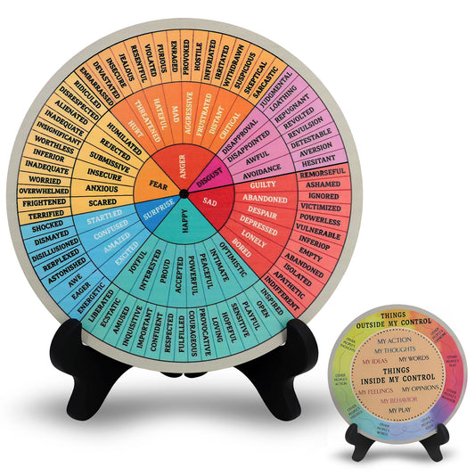 Emotion Wheel, Double-Sided Feelings Wheel with Stand, Counseling Office Must Have, Feelings Wheel Suitable for Therapy Office Decor School Counseling Office Must Have (ML, 1)