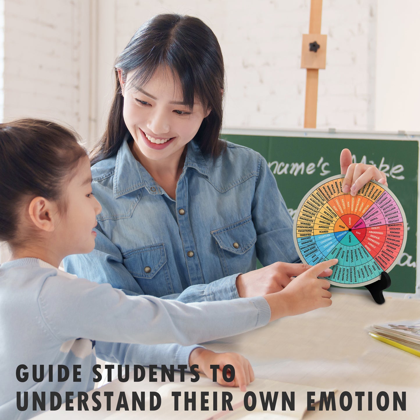 Emotion Wheel, Double-Sided Feelings Wheel with Stand, Counseling Office Must Have, Feelings Wheel Suitable for Therapy Office Decor School Counseling Office Must Have (ML, 1)