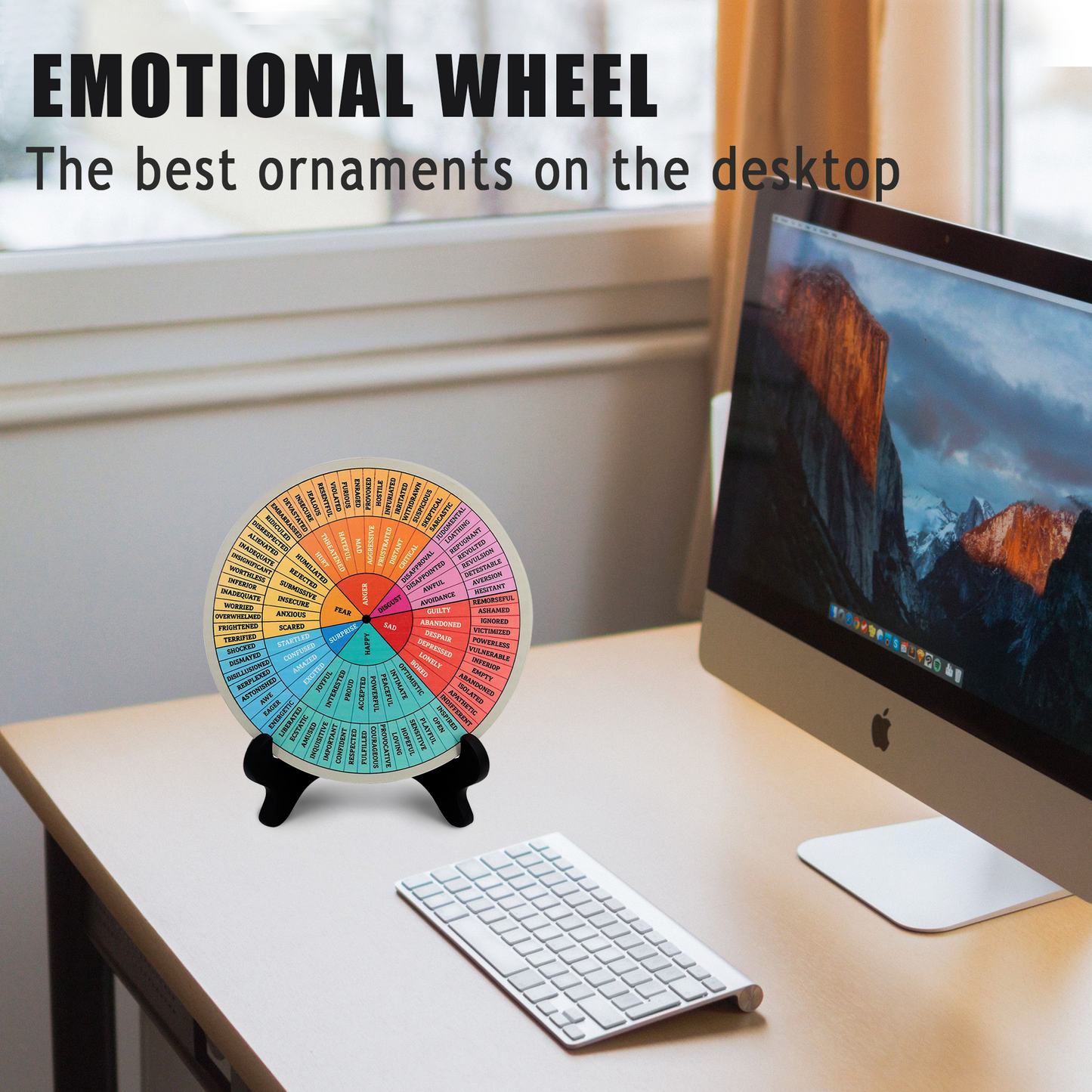 Emotion Wheel, Double-Sided Feelings Wheel with Stand, Counseling Office Must Have, Feelings Wheel Suitable for Therapy Office Decor School Counseling Office Must Have (ML, 1)